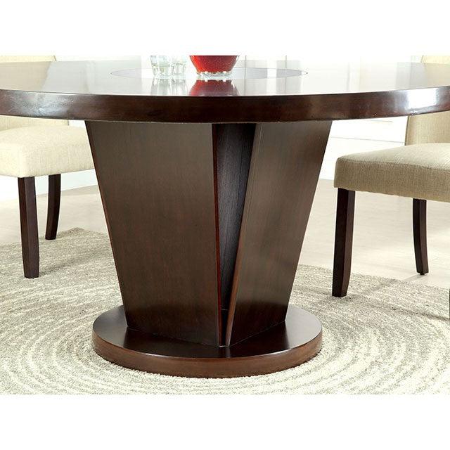 Cimma CM3556T Espresso Contemporary Round Dining Table By Furniture Of America - sofafair.com