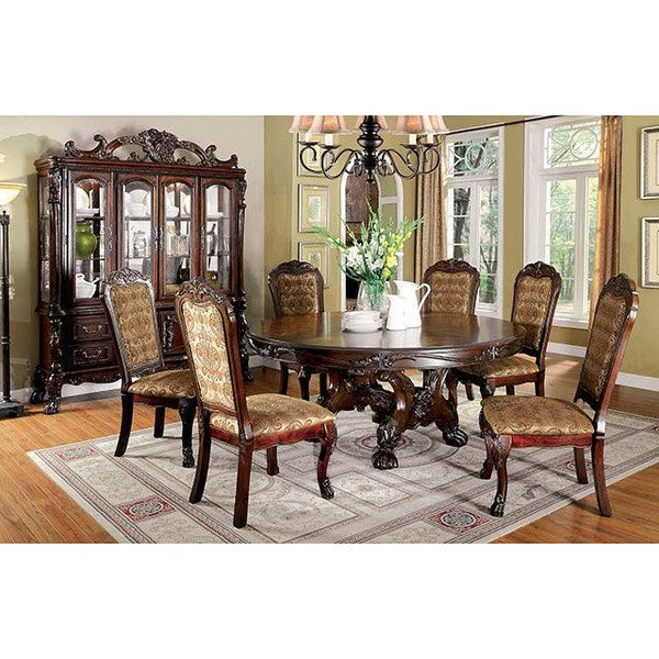 Medieve CM3557CH-RT Cherry Traditional Round Table By Furniture Of America - sofafair.com