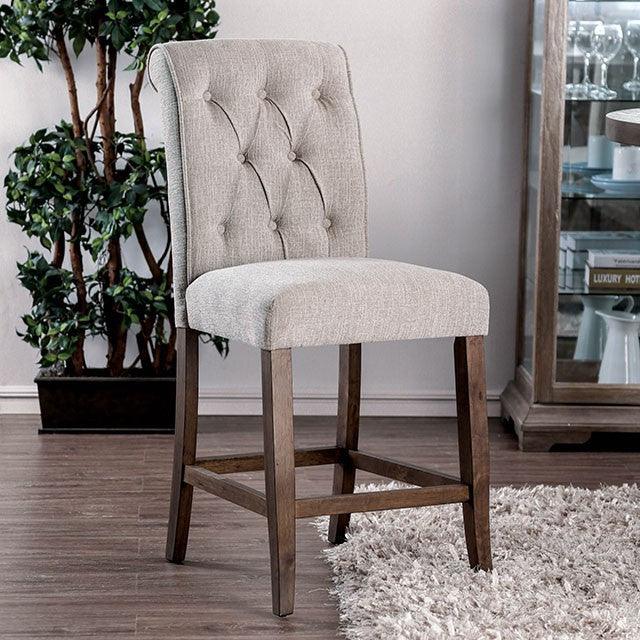 Sania CM3564A-PC-2PK Beige/Rustic Oak Rustic Counter Ht. Chair (2/Ctn) By Furniture Of America - sofafair.com
