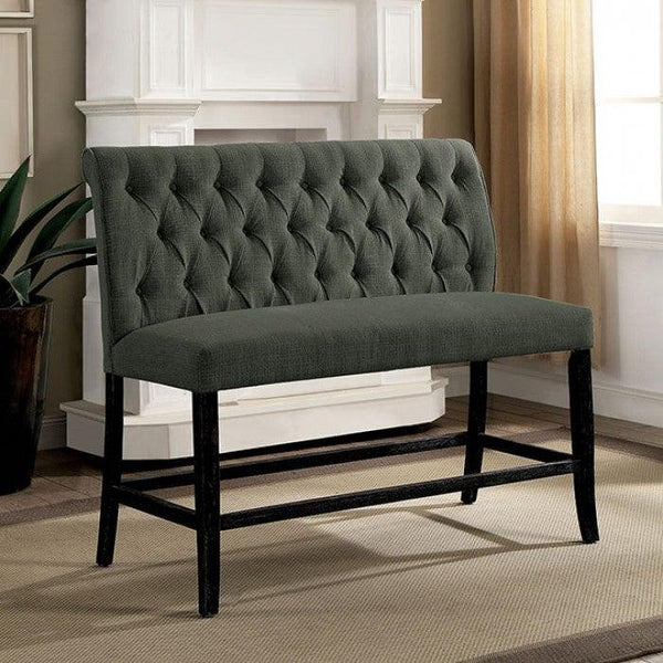 Izzy CM3564GY-PBN-S Gray/Antique Black Rustic Counter Bench By furniture of america - sofafair.com