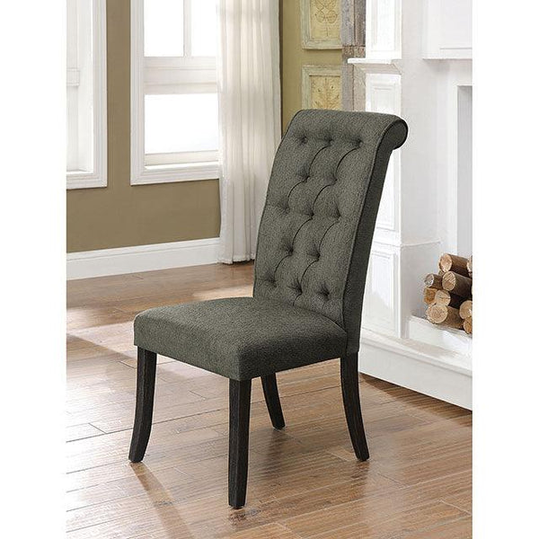 Sania CM3564GY-SC-2PK Antique Black/Gray Rustic Side Chair (2/Ctn) By Furniture Of America - sofafair.com