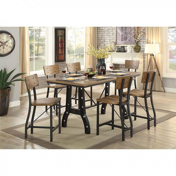 Kirstin CM3573PT Rustic Oak/Black Industrial Counter Ht. Table By furniture of america - sofafair.com