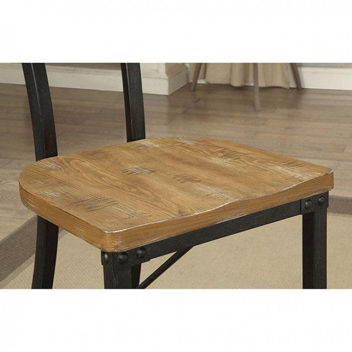 Kirstin CM3573PT Rustic Oak/Black Industrial Counter Ht. Table By furniture of america - sofafair.com
