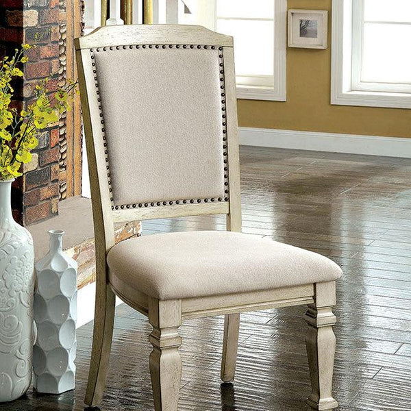 Holcroft CM3600SC-2PK Antique White/Ivory Transitional Side Chair (2/Box) By Furniture Of America - sofafair.com