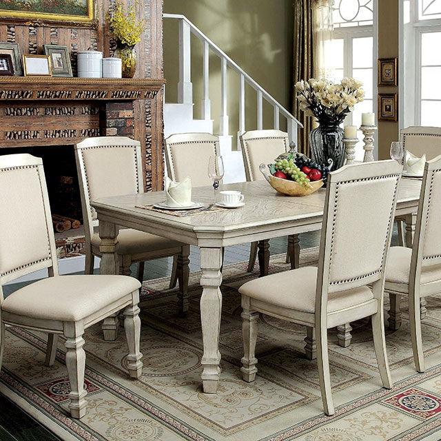 Holcroft CM3600T Antique White/Ivory Transitional Dining Table By Furniture Of America - sofafair.com