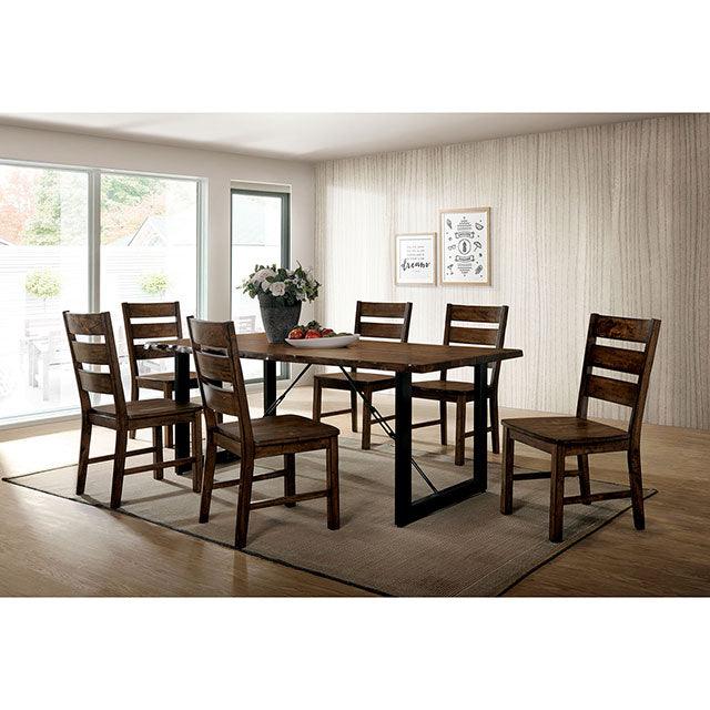 Dulce CM3604T Walnut/Black Industrial Dining Table By Furniture Of America - sofafair.com