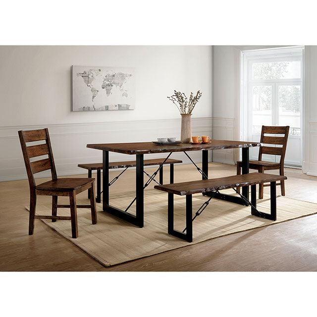 Dulce CM3604T Walnut/Black Industrial Dining Table By Furniture Of America - sofafair.com