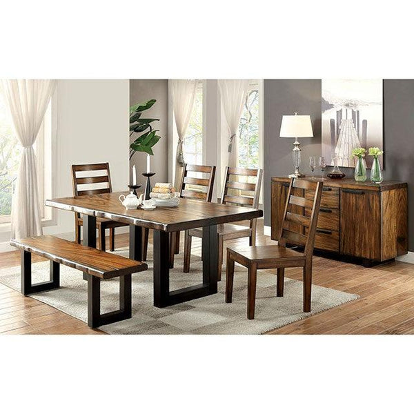 Maddison CM3606T Tobacco Oak/Black Industrial Dining Table By Furniture Of America - sofafair.com