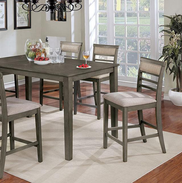 Fafnir CM3607PT-7PK Weathered Gray/Beige Transitional 7 Pc. Counter Ht. Table Set By Furniture Of America - sofafair.com