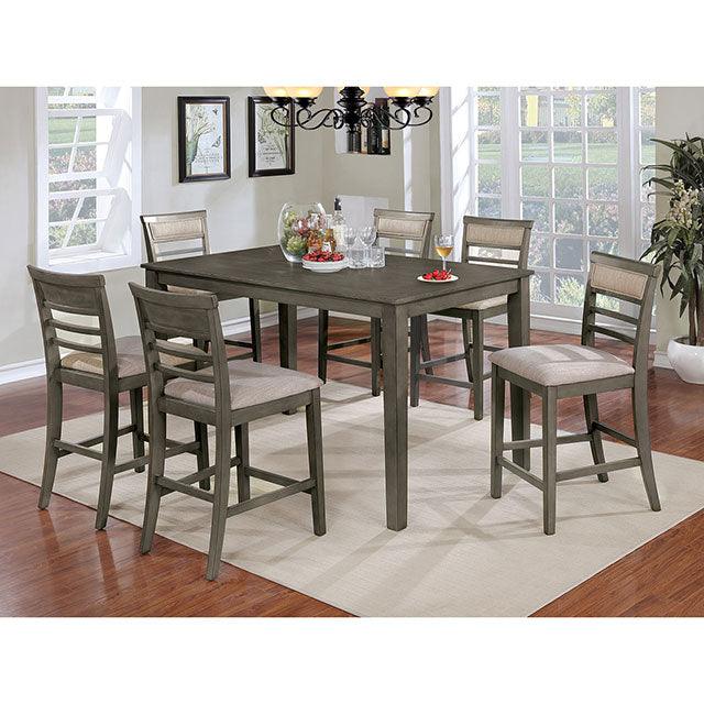 Fafnir CM3607PT-7PK Weathered Gray/Beige Transitional 7 Pc. Counter Ht. Table Set By Furniture Of America - sofafair.com