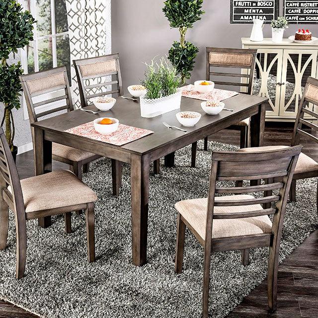 Taylah CM3607T-7PK Weathered Gray/Beige Transitional 7 PC. Dining Table Set By Furniture Of America - sofafair.com