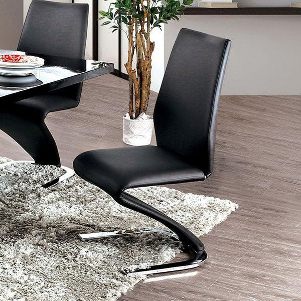 Midvale CM3650BK-SC-2PK Black/Chrome Contemporary Side Chair (2/Ctn) By Furniture Of America - sofafair.com
