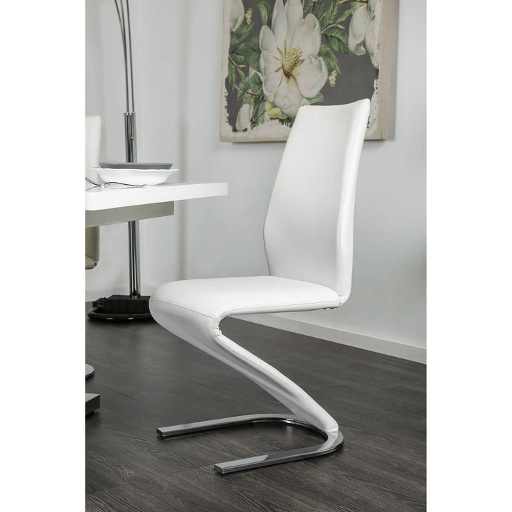 Midvale CM3650SC-2PK White/Chrome Contemporary Side Chair (2/Box) By Furniture Of America - sofafair.com