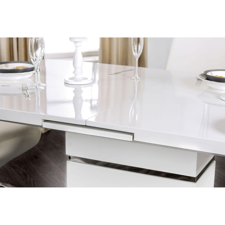 Midvale CM3650T White/Chrome Contemporary Dining Table By Furniture Of America - sofafair.com
