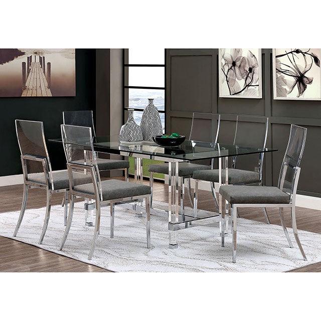 Casper CM3654T Chrome Contemporary Dining Table By Furniture Of America - sofafair.com