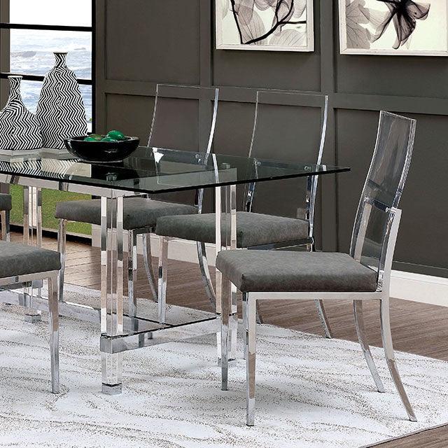 Casper CM3654T Chrome Contemporary Dining Table By Furniture Of America - sofafair.com