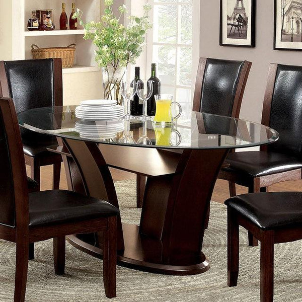 Manhattan CM3710OT Brown Cherry Contemporary Oval Dining Table By Furniture Of America - sofafair.com