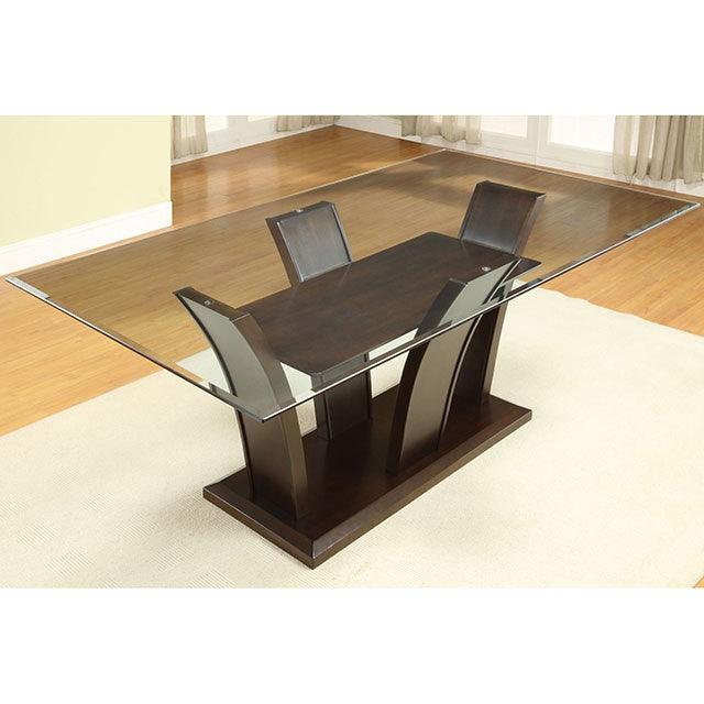 Manhattan CM3710T Brown Cherry Contemporary Dining Table By Furniture Of America - sofafair.com