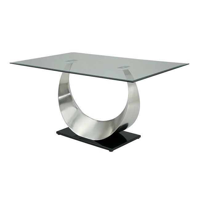 Orla CM3726T Silver/Black Contemporary Dining Table By Furniture Of America - sofafair.com