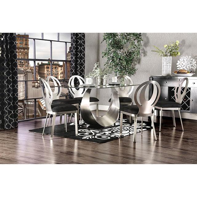 Orla CM3726T Silver/Black Contemporary Dining Table By Furniture Of America - sofafair.com