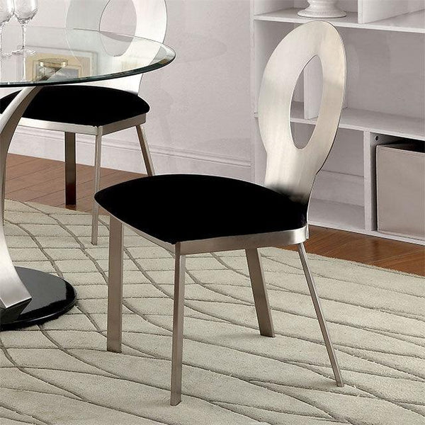 Valo CM3727SC-2PK Silver/Black Contemporary Side Chair (2/Box) By Furniture Of America - sofafair.com