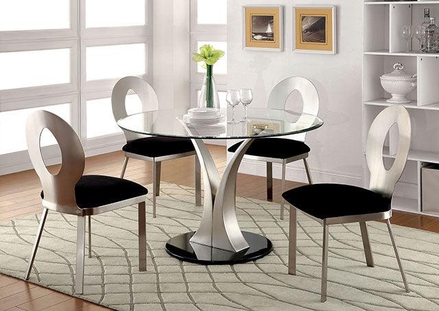 Valo CM3727SC-2PK Silver/Black Contemporary Side Chair (2/Box) By Furniture Of America - sofafair.com