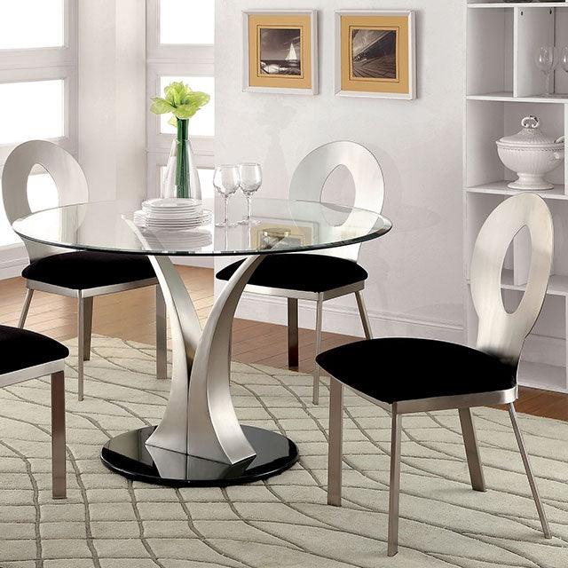 Valo CM3727T Silver/Black Contemporary Dining Table By Furniture Of America - sofafair.com