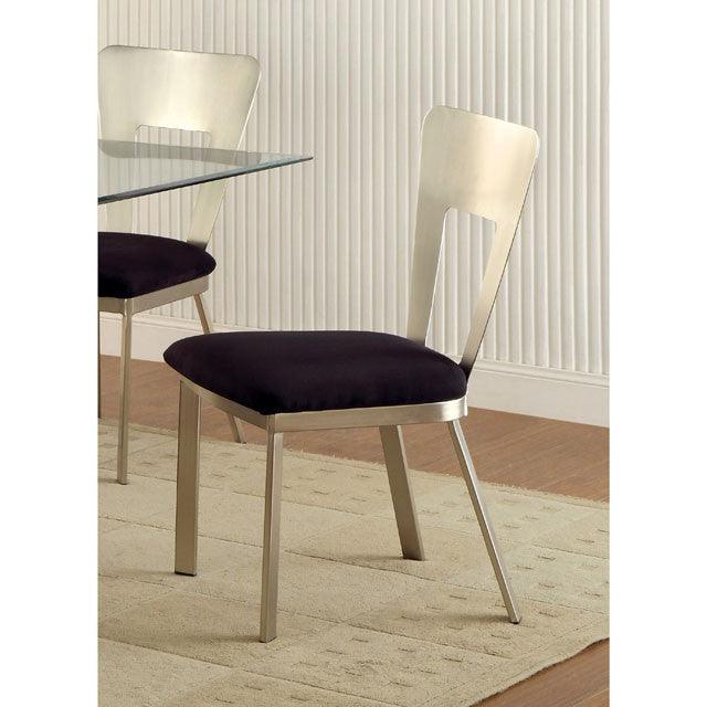 Nova CM3728SC-2PK Silver/Black Contemporary Side Chair (2/Box) By Furniture Of America - sofafair.com