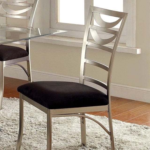 Roxo CM3729SC-2PK Silver/Black Contemporary Side Chair (2/Box) By Furniture Of America - sofafair.com