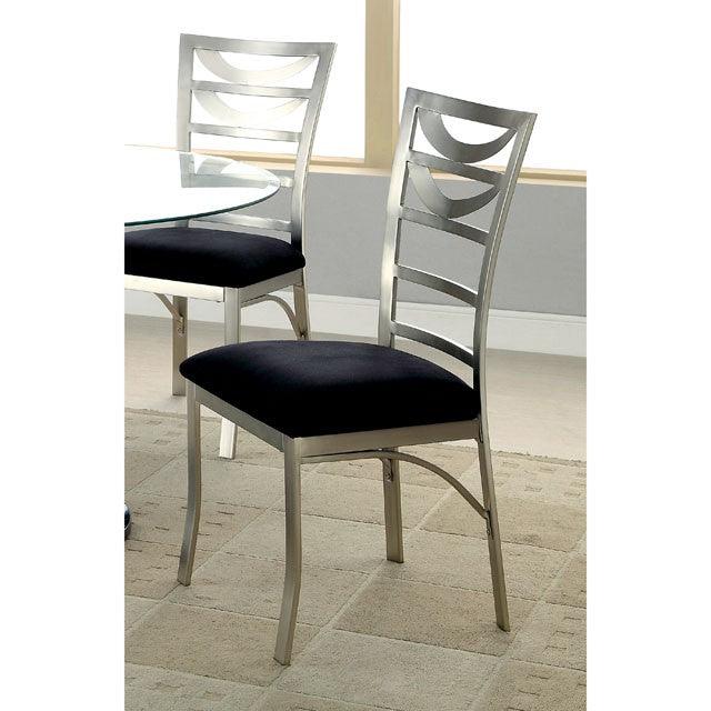 Roxo CM3729SC-2PK Silver/Black Contemporary Side Chair (2/Box) By Furniture Of America - sofafair.com