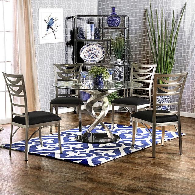 Roxo CM3729T Silver/Black Contemporary Dining Table By Furniture Of America - sofafair.com