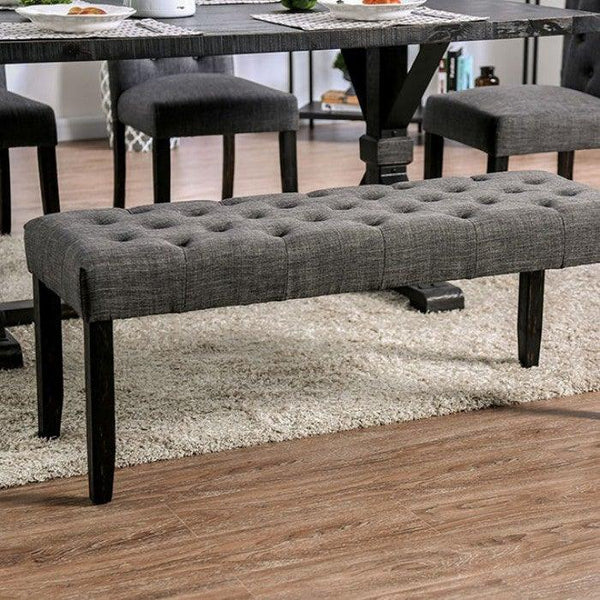 Alfred CM3735GY-BN Antique Black/Gray Rustic Bench By furniture of america - sofafair.com