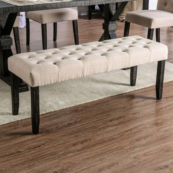 Alfred CM3735IV-BN Antique Black/Ivory Rustic Bench By furniture of america - sofafair.com