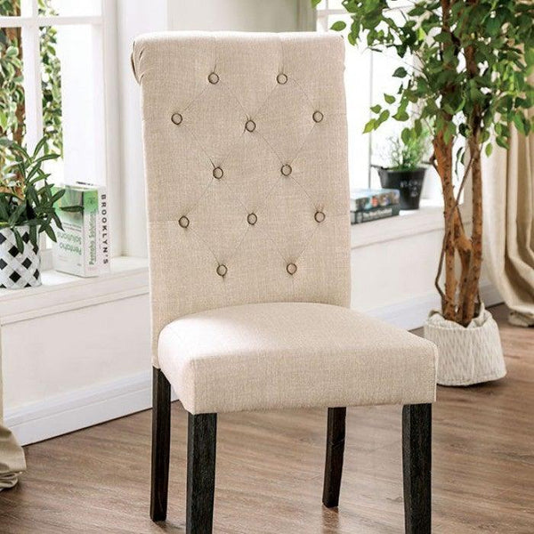 Alfred CM3735IV-SC Antique Black/Ivory Rustic Side Chair (2/Ctn) By furniture of america - sofafair.com