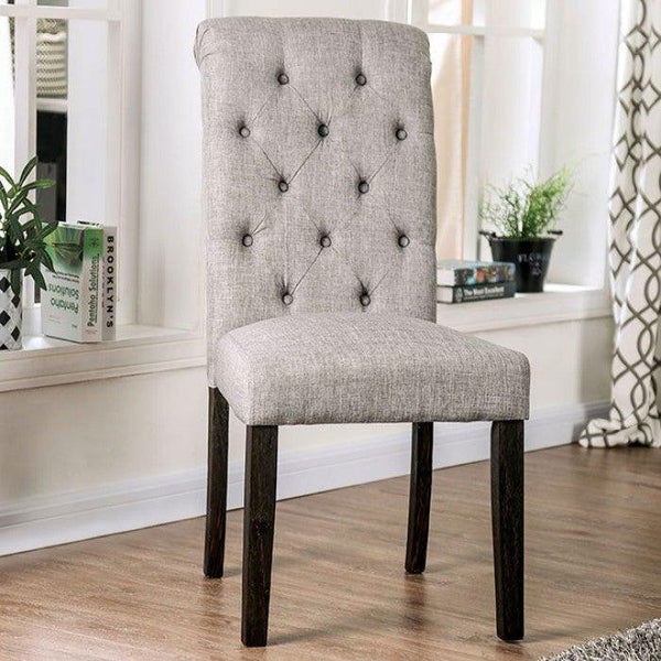Alfred CM3735LG-SC Antique Black/Light Gray Rustic Side Chair (2/Ctn) By furniture of america - sofafair.com