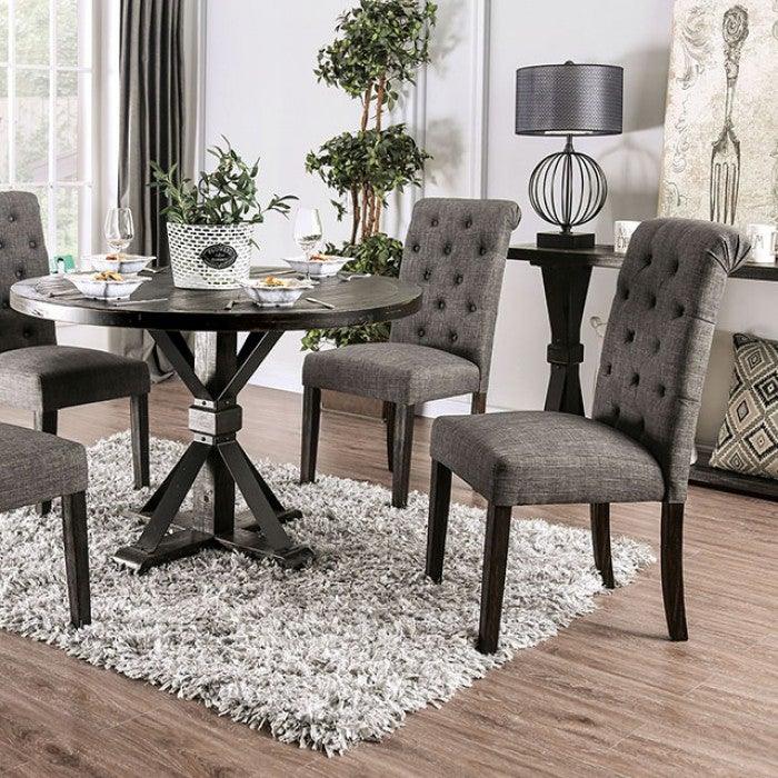 Alfred CM3735RT Antique Black/Ivory Rustic Round Table By furniture of america - sofafair.com