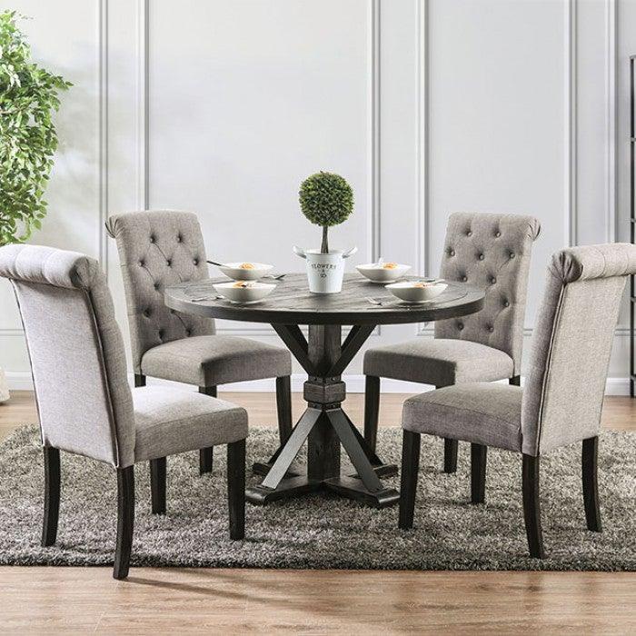 Alfred CM3735RT Antique Black/Ivory Rustic Round Table By furniture of america - sofafair.com