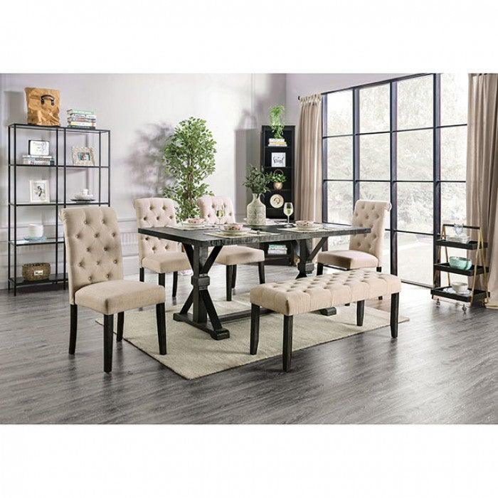 Alfred CM3735T Antique Black Rustic Dining Table By furniture of america - sofafair.com