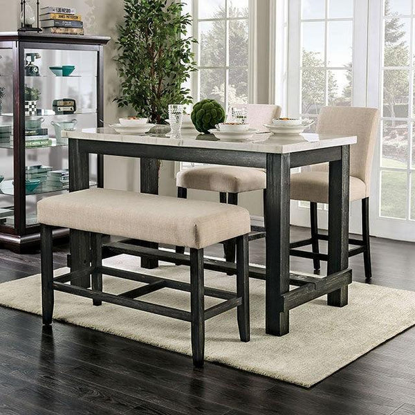 Brule CM3736PT White/Antique Black Transitional Counter Ht. Table By Furniture Of America - sofafair.com