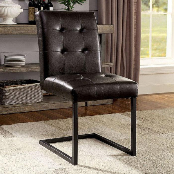 Pisek CM3737SC Brown/Gun Metal Industrial Side Chair (2/Ctn) By furniture of america - sofafair.com