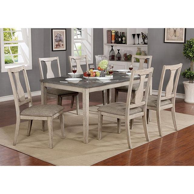 Ann CM3752T Antique White/Gray Rustic Dining Table Set By Furniture Of America - sofafair.com