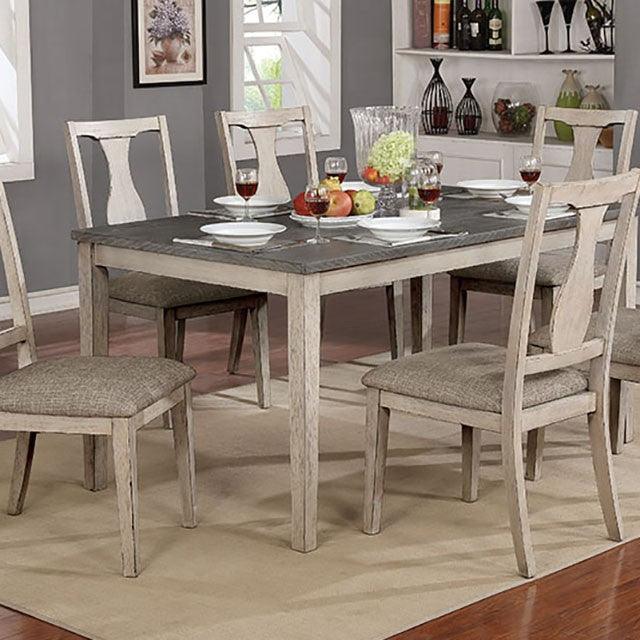 Ann CM3752T Antique White/Gray Rustic Dining Table Set By Furniture Of America - sofafair.com