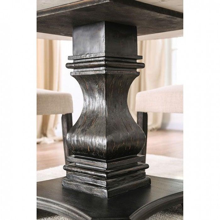 Elfredo CM3755RT White/Antique Black Rustic Round Table By furniture of america - sofafair.com
