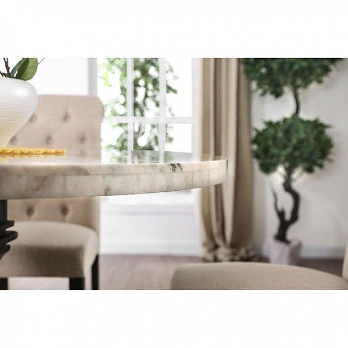 Elfredo CM3755RT White/Antique Black Rustic Round Table By furniture of america - sofafair.com