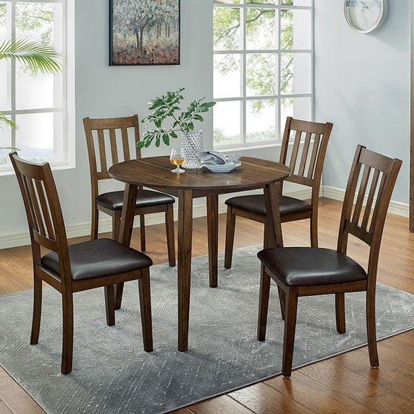 Blackwood CM3771RT-5PK Walnut/Dark Brown Transitional 5 Pc. Round Table Set By Furniture Of America - sofafair.com