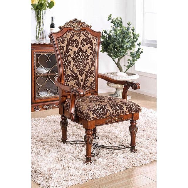 Lucie CM3788AC-2PK Brown Cherry Traditional Arm Chair (2/Ctn) By Furniture Of America - sofafair.com