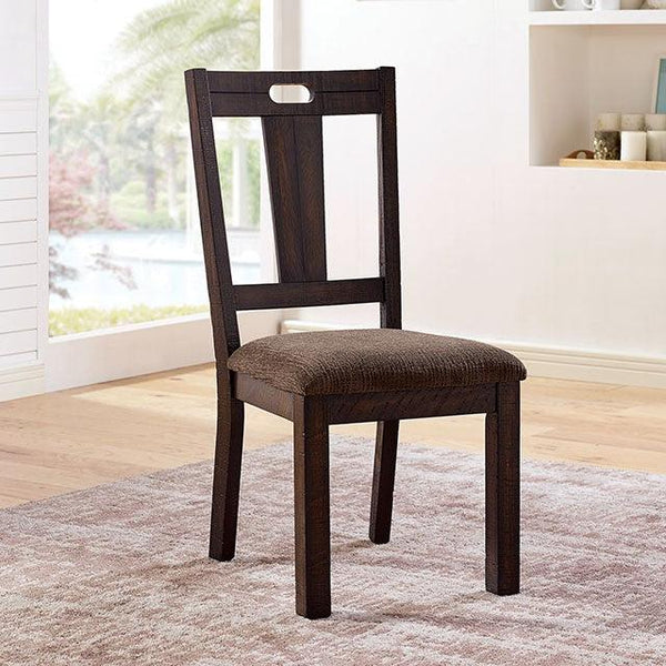 Burton CM3790SC-2PK Walnut/Ash Brown Rustic Side Chair (2/Ctn) By Furniture Of America - sofafair.com
