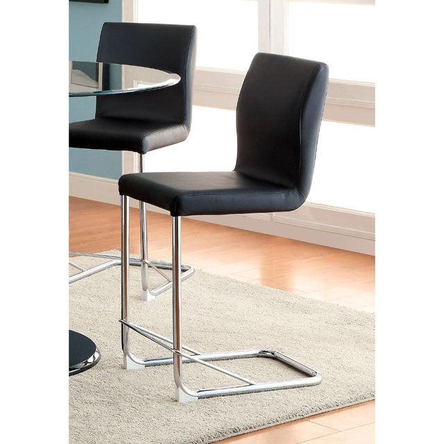 Lodia CM3825BK-PC-2PK Black/Chrome Contemporary Counter Ht. Chair (2/Box) By Furniture Of America - sofafair.com