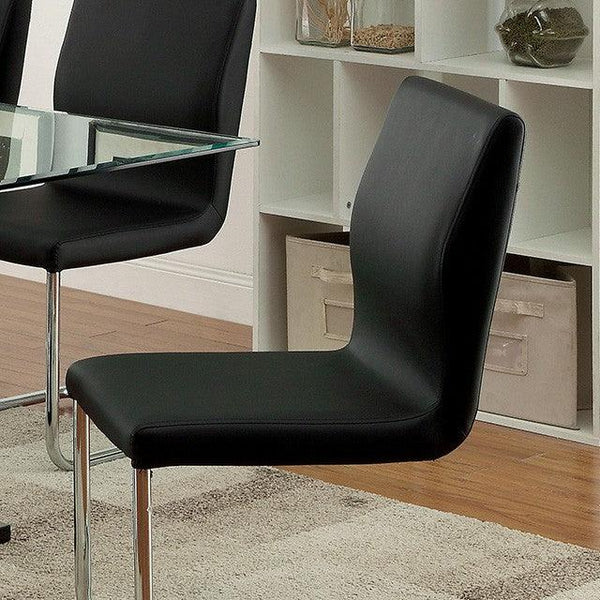 Lodia CM3825BK-SC-2PK Black/Chrome Contemporary Side Chair (2/Box) By Furniture Of America - sofafair.com
