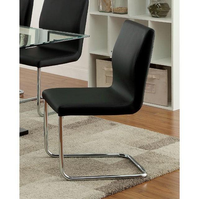 Lodia CM3825BK-SC-2PK Black/Chrome Contemporary Side Chair (2/Box) By Furniture Of America - sofafair.com